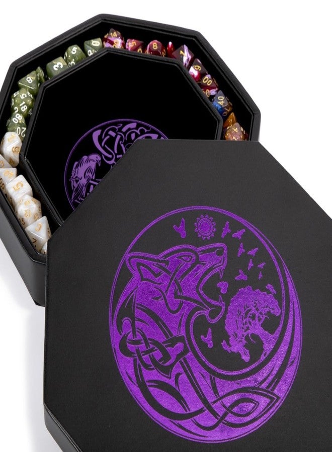 Soar Forge DND Dice Tray - Premium 9 Inch Tray for Dungeons and Dragons: Exquisitely Detailed Purple World Tree & Wolf Raven Design - Perfect Rolling & Box Storage to Protect Your Dice for D&D and RPG - Image 1